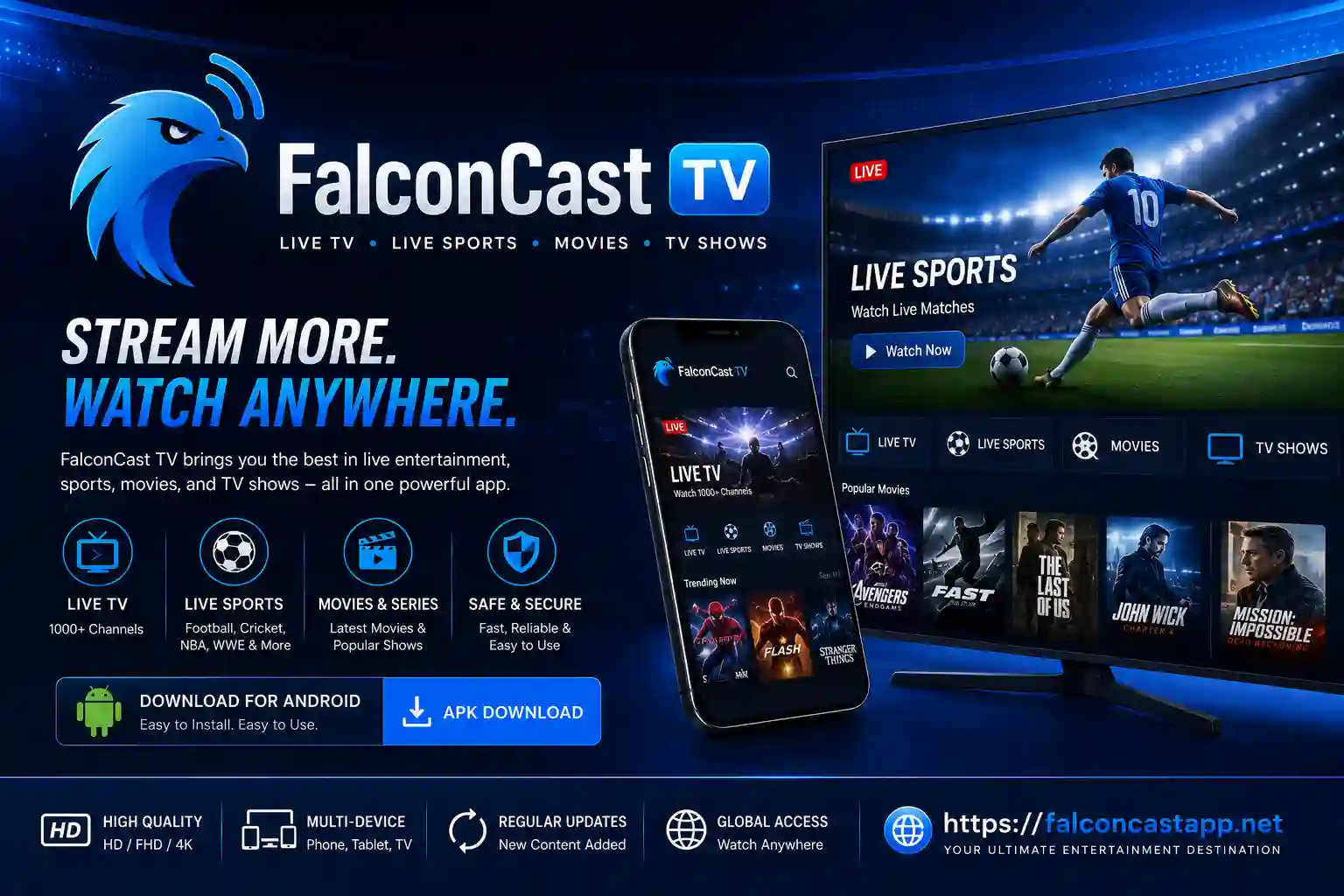 FalconCast — free live TV & sports streaming app for Android