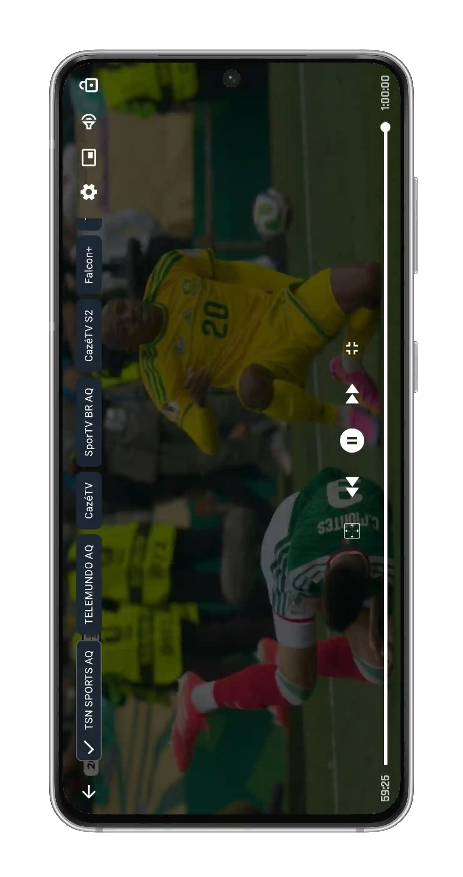 FalconCast landscape live player screen